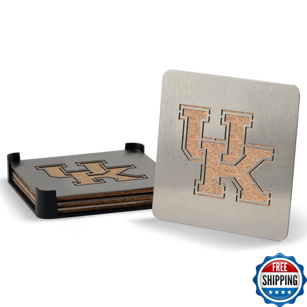 YouTheFan NCAA Kentucky Wildcats 4-Piece Stainless Steel Boasters Coasters
